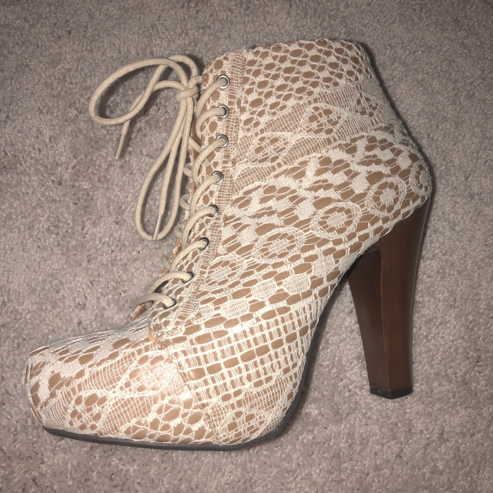 Crochet Lace Faux Leather Booties - Picture 13 of 13